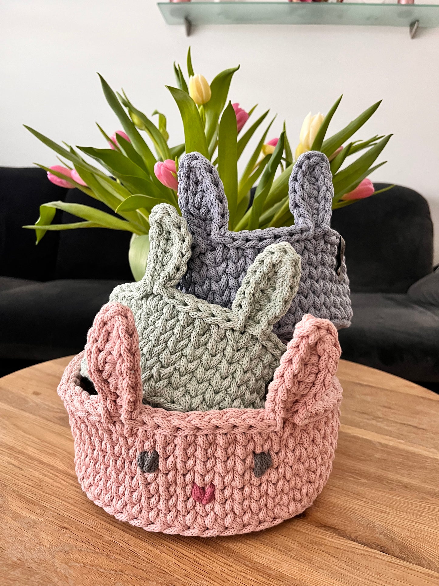 Gehäkelter Osterhasen Korb groß
