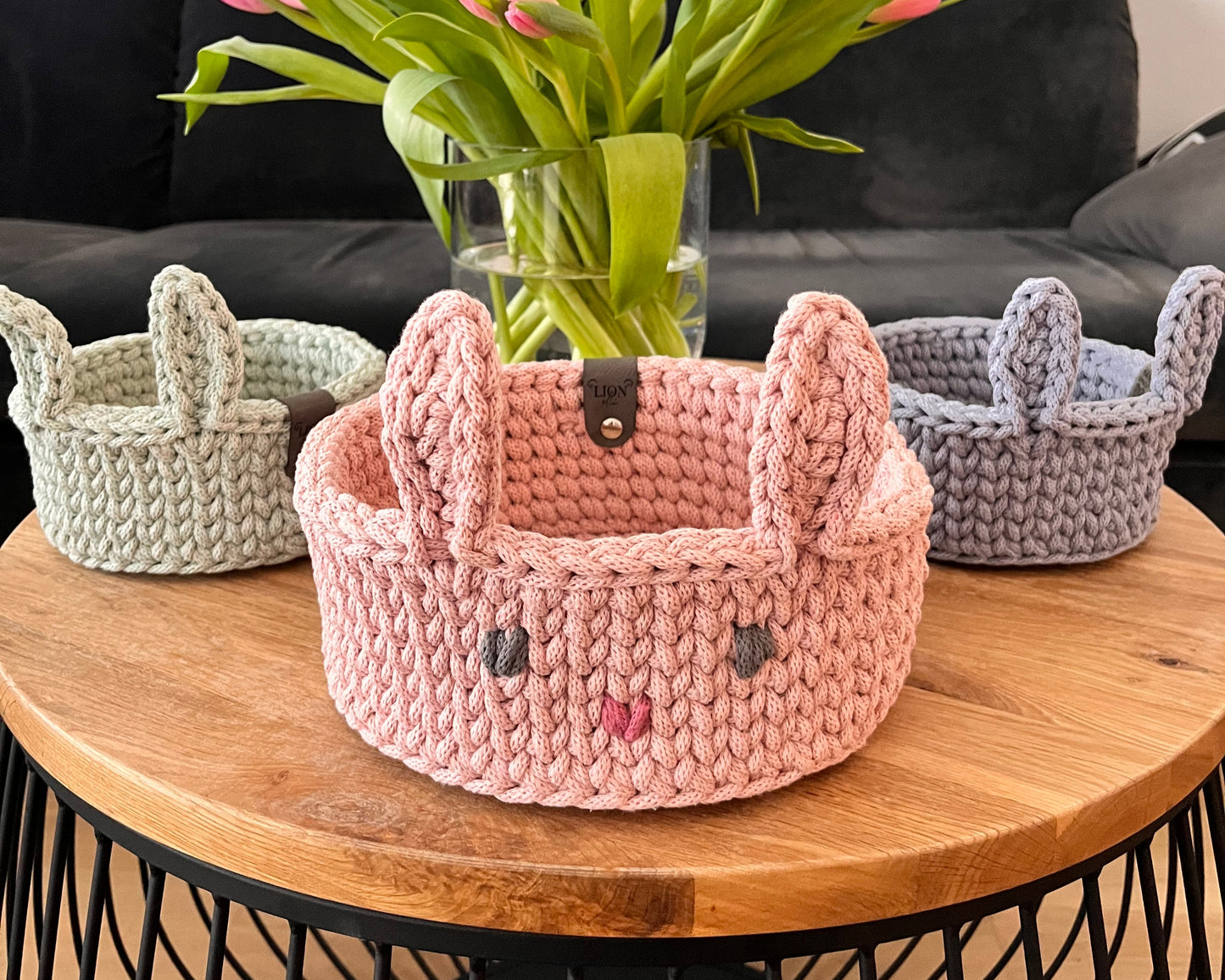 Gehäkelter Osterhasen Korb groß