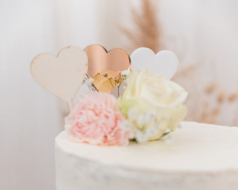 Set di mini cake topper a forma di cuore