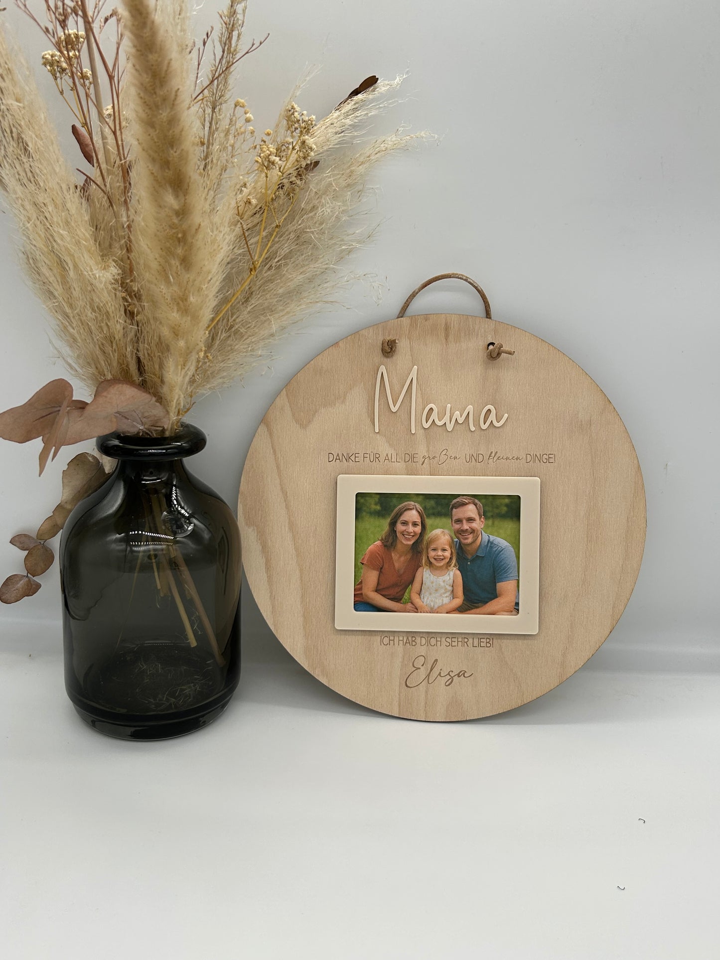 Personalisiertes Muttertagsgeschenk – Schild aus Holz mit Bilderrahmen