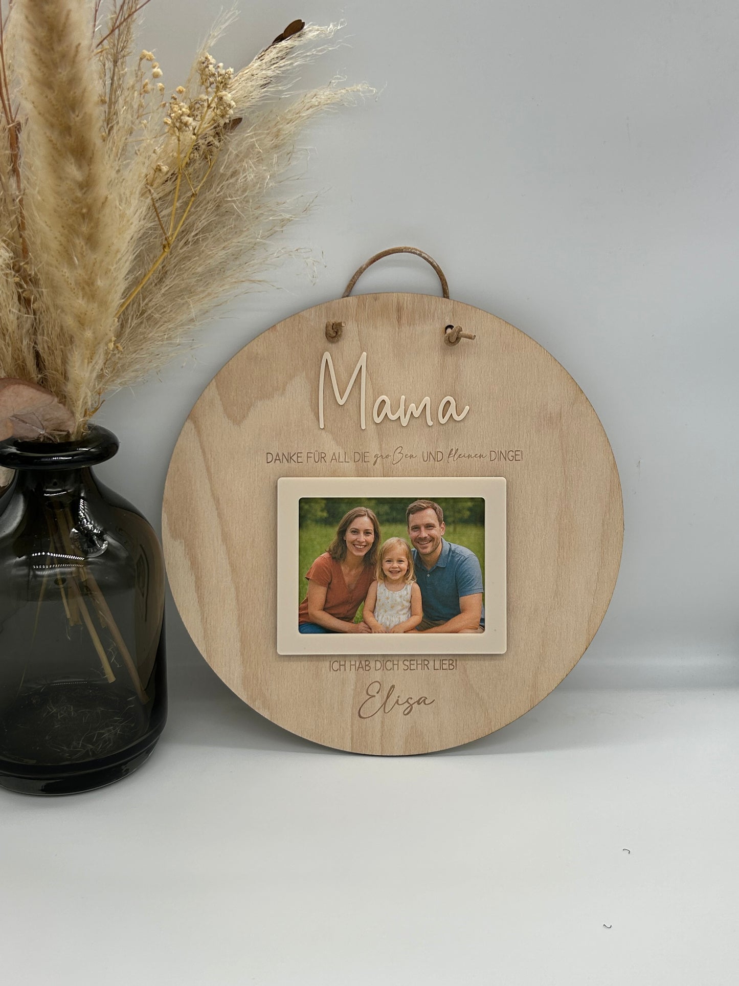 Personalisiertes Muttertagsgeschenk – Schild aus Holz mit Bilderrahmen