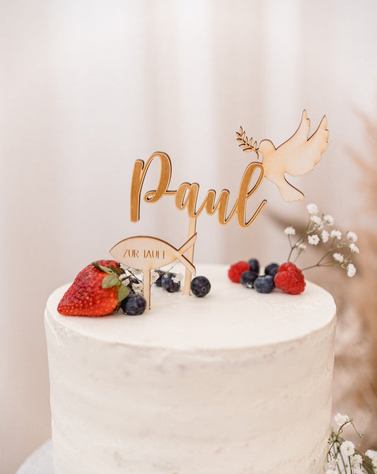 Set Cake Topper Name mit Taube